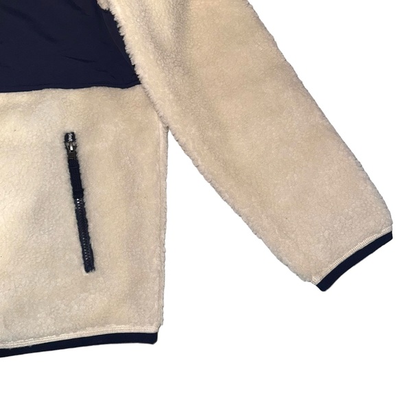 Polo Ralph Lauren Full Zip Sherpa Jacket In Cream & Navy Blue - Picture 4 of 8